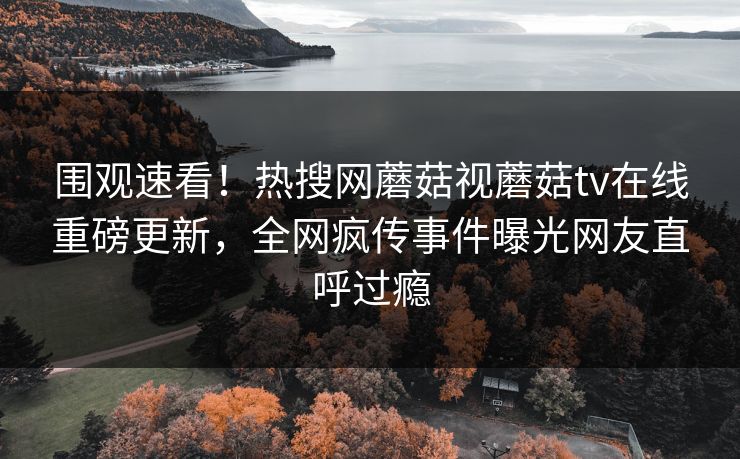 围观速看！热搜网蘑菇视蘑菇tv在线重磅更新，全网疯传事件曝光网友直呼过瘾
