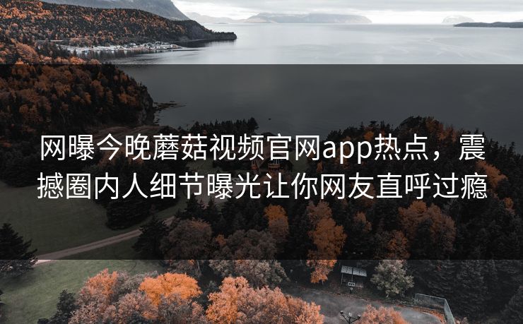 网曝今晚蘑菇视频官网app热点，震撼圈内人细节曝光让你网友直呼过瘾