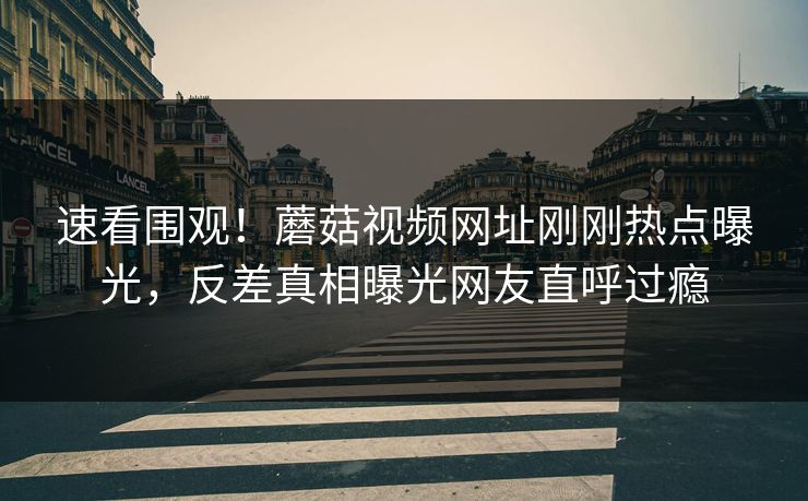 速看围观！蘑菇视频网址刚刚热点曝光，反差真相曝光网友直呼过瘾