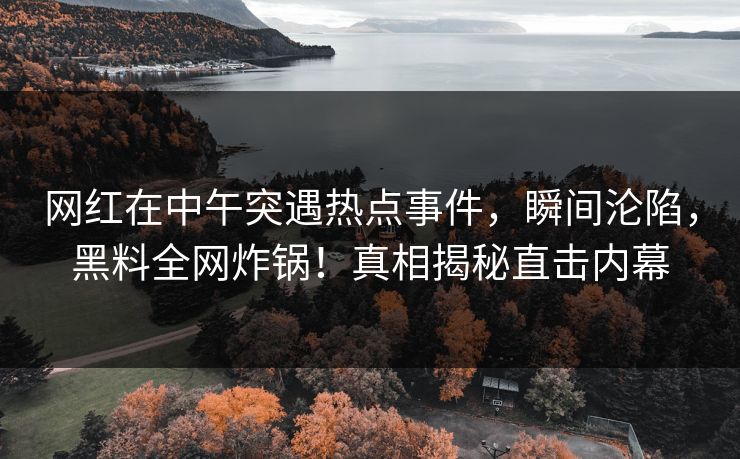 网红在中午突遇热点事件，瞬间沦陷，黑料全网炸锅！真相揭秘直击内幕