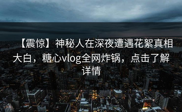 【震惊】神秘人在深夜遭遇花絮真相大白，糖心vlog全网炸锅，点击了解详情
